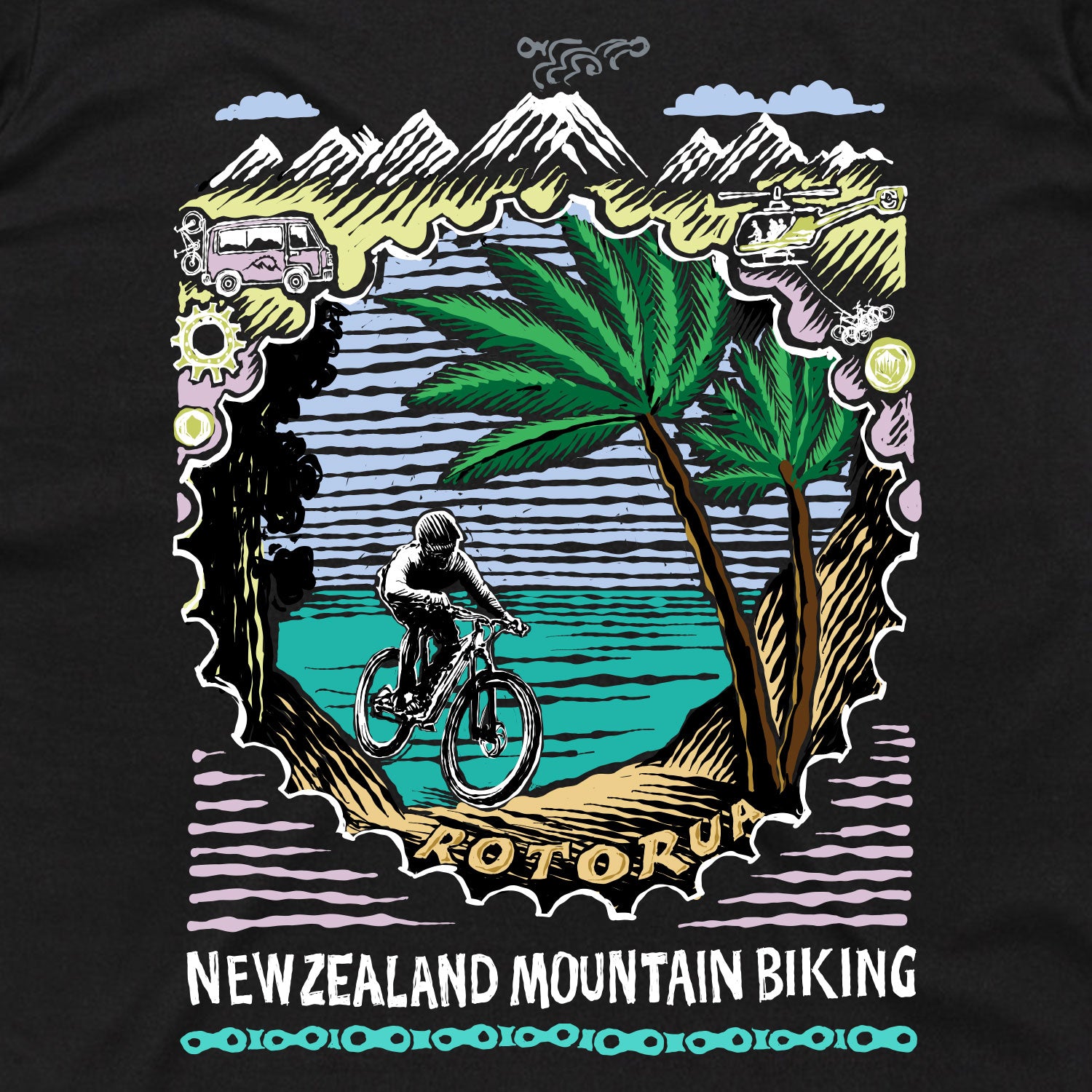 New Zealand Mountain Biking Long Sleeve T Black