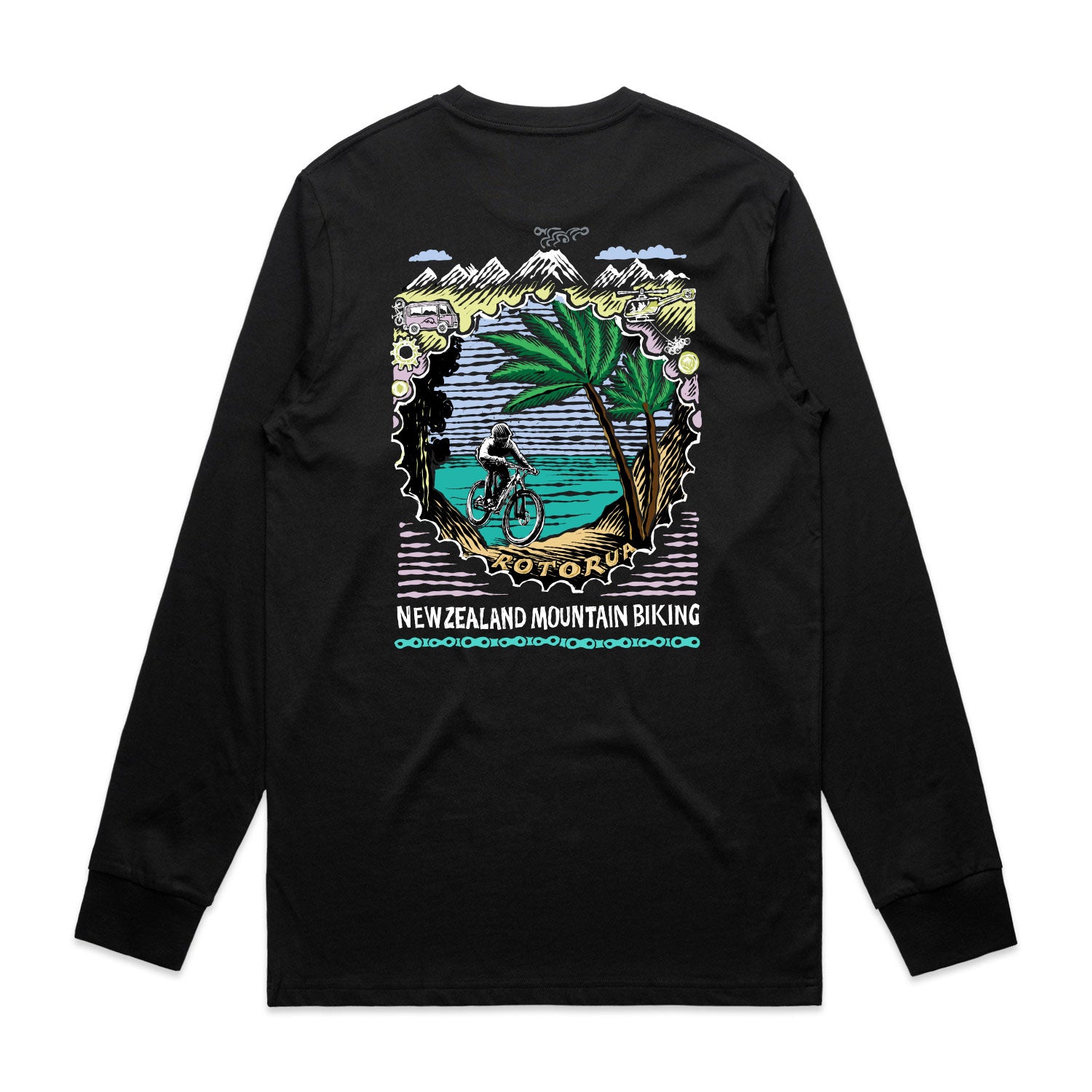 New Zealand Mountain Biking Long Sleeve T Black